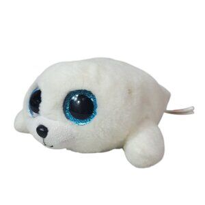Ty Beanie Boos Plush White 8" Arctic Blue Glitter Eyes Icy Seal Stuffed 2017